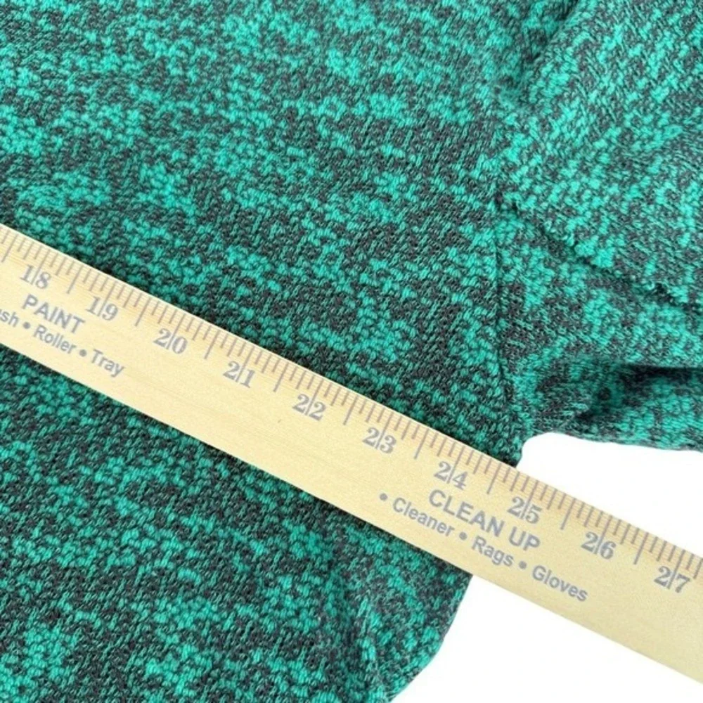 Umgee Green Black Knit Top Womens XL Pre-Owned 3/4‎ Sleeve Pullover Frayed Hem